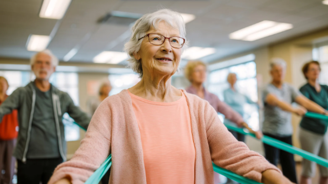 Woman Completing Group Excercise Class